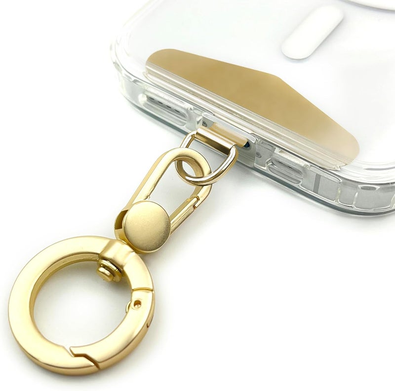 TENOC Metal Phone Tether, Universal Cellphone Lanyard Pad with 360 Rotation Spring Ring, Gold - Image 1